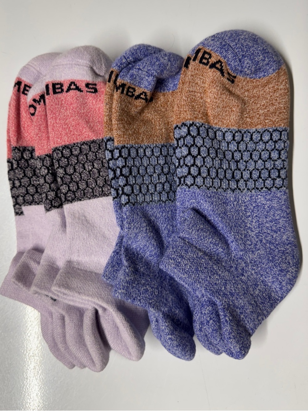 📌NWOT Lg Bombas Colorblock Ankle Socks in Lavender, Blue, Pink, Brown